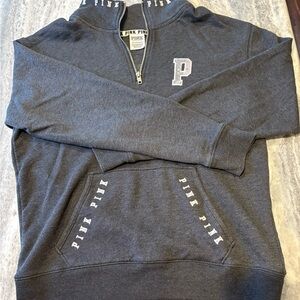 PINK Victoria's Secret Women’s Gray Quarter Zip Sweater